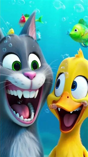Cat & Duck Ship Sinks! 😂 Underwater Fish Feast + Shark Chase Escape 🐱🦆🦈 | PawGiggleToons