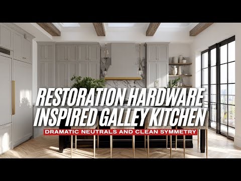 Restoration Hardware Inspired Galley Kitchen Design with Dramatic Neutrals and Clean Symmetry