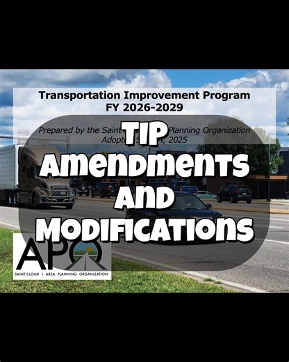 Saint Cloud APO on Instagram: "It's the most wonderful time of year ... TIP amendments and modifications season (and I bet you were thinking I was going to say winter ❄️❄️❄️ hahaha). @stearnscounty, Benton County, Saint Cloud Metro Bus, City of Sauk Rapids, and MnDOT have requested changes to the APO's 2026-2029 Transportation Improvement Program (the document that tracks federal and state funded transportation projects ). 🚧🚧🚧 Want to let us know what you think about the requested changes???�