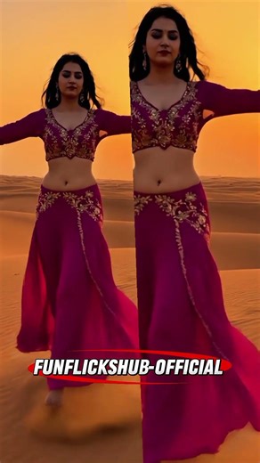 Desert Sunset Dance 🌅 Flowing Belly Dress Hand Motion Cinematic