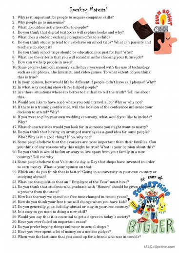 B2 discussion questions - Mixed topics