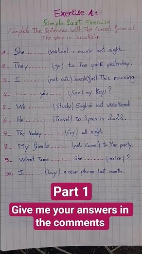 Simple Past Tense Practice Made Easy Exercise 1 part 1