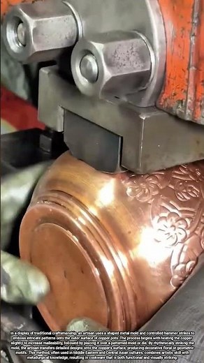 Traditional Pattern Stamping on Copper Pots Using a Shaping Mold