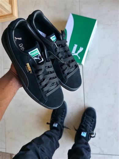 Puma Suede All Black / Black Cat — Sizes 4 & 5 Available
