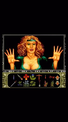 𝔇𝔞𝔪𝔫𝔚𝔦𝔩𝔩𝔦𝔇𝔬𝔫´𝔱 on Instagram: "Elvira: Mistress of the Dark (1990) is a horror adventure game that blends gothic fantasy and early RPG mechanics. Based on the Elvira character, the game places players inside a cursed mansion filled with puzzles, combat and dark comedy dialogue. The game reflects early survival horror design, where limited resources, exploration and atmosphere matter more than action. Its charm comes from the contrast between macabre imagery, tongue-in-cheek writing a
