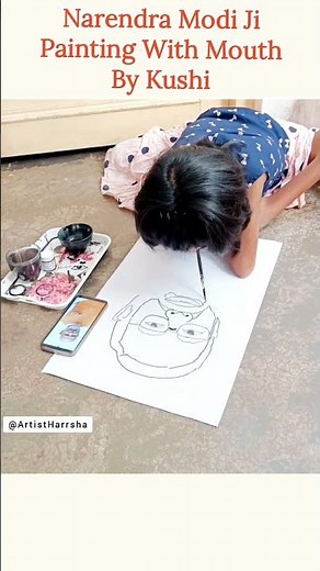 అద్భుతం! నోటితో మోడీ చిత్రం వేసిన ఆర్టిస్ట్! | #happybirthdaymodi ji | #kushi | Artist Harrsha