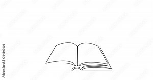 Book with treble clef and musical note one line art animation,hand drawn continuous contour drawing motion.Creative design.Education studying concept,artistic template outline concept video.4k