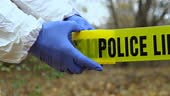 Police line tape. Crime scene investigation. Forensic science. 4k...