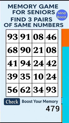 Brain Exercise for Seniors – Simple Focus Activity | Match the Numbers