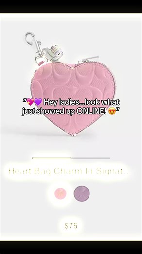 “💖💜 Your heart just skipped a beat! These pink & purple heart bag charms were once in-store only…now you can grab them ONLINE! Perfect for adding a pop of color and personality to any bag 👜✨ #BagCharmObsession #EverydayChic #HeartGoals”