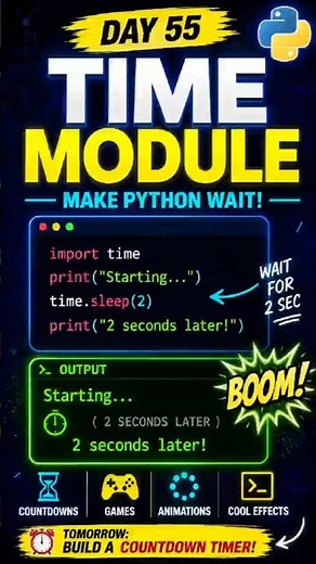 Python Can Wait?! 😱 | Time Module in 30 SecondsLearn Python Time #pythonforbeginners