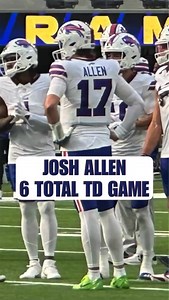 2.1K views · 364 reactions | A look back at Josh Allen’s six touchdown game, with six days until the season opener! Despite Buffalo’s loss, the NFL’s MVP had a historic performance in December, while visiting Los Angeles. Allen scored six total touchdowns. #bills #letsgobuffalo #billsmafia #billsfans #billsfan #billsbunker #nfl #sports #football #buffalo | The Bills Bunker | Facebook