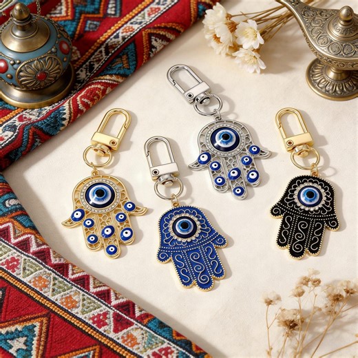 Handicraft Evil Eye Hamsa Hand Keychain: Protection Charm for Bag, Car Keys - Etsy