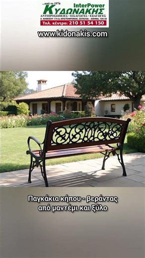 Παγκάκια ξύλινα κήπου & βεράντας, τραπέζι με μάρμαρο για εξοχικά και μπαλκόνια-ΚΥΔΩΝΑΚΗΣ