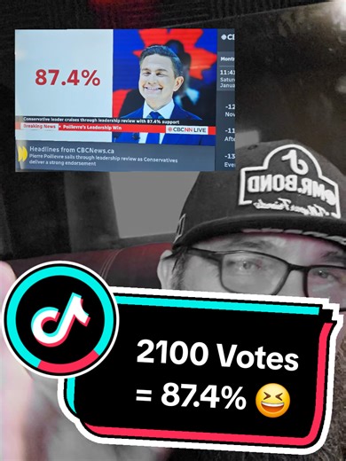 2100 votes equated to the 87.4% in Pierre Poilievres leadership review. 😆 #Canada #pierrepoilievre #Liberal #conservative #Alberta