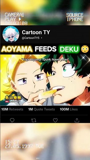 AOYAMA FEEDS DEKU 😳😱|#anime #myheroacademia #mha #shorts