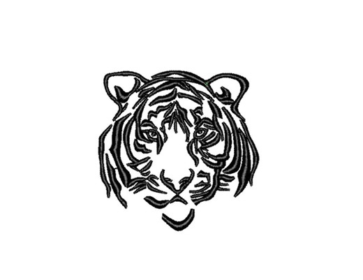 Tiger Head Outline Embroidery Design — Single-color Line Art — Instant Download - Etsy