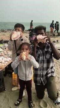 Dhanuskodi magic ✨kids blowing sangu on the seashore