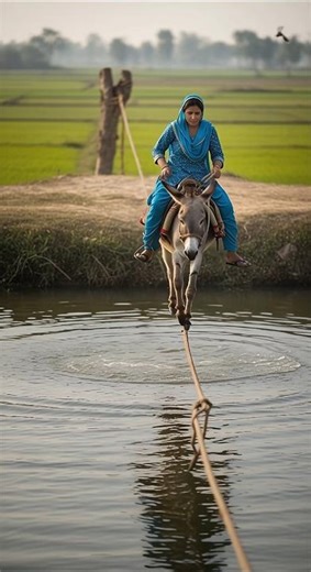 Donkey Falls into Water! 😂River Crossing Fail! 🤣Donkey Ride Disaster