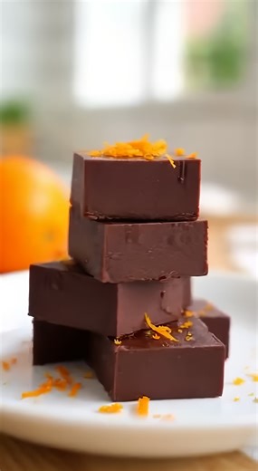 Indulge in the ultimate citrus-infused treat with this velvety smooth Orange Chocolate Fudge 🍊🍫 🛒 Ingredients : 3 cups (540g) Semi-sweet chocolate chips 1 can (14 oz / 397g) Sweetened condensed milk 1 tablespoon Orange zest (freshly grated) 1 teaspoon Orange extract 1/4 teaspoon Fine sea salt 👩‍🍳 Easy Steps : 🥣 Melt and Mix - Combine the semi-sweet chocolate chips and sweetened condensed milk in a large glass microwave-safe bowl. Heat in 30-second intervals, stirring thoroughly between eac