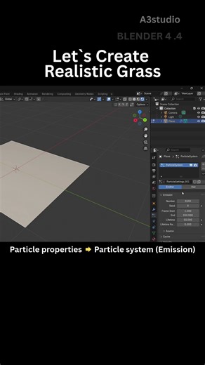 Create Realistic Grass in 3D🌿 #blender #shorts #3dmodeling