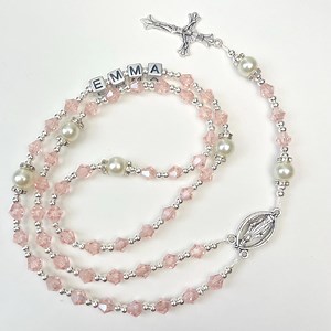 Custom Glass Crystals Rosary for Gift, Baptism Favors, Hand Made Rosary With Name, Personalized Rosary. - Etsy