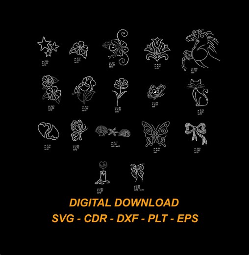 Rhinestone Template: Flower, Star, Heart, Butterfly. Iron on Transfer (digital Download) - Etsy