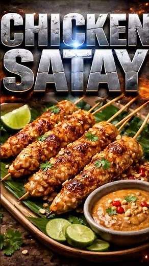 Juicy Chicken Satay with Peanut Sauce 🤤 | Easy Recipe #shorts