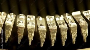 Typing with old typewriting machine, vintage device