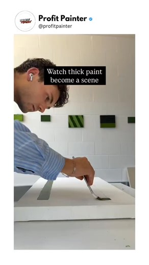 PROFITPAINTER on Instagram: "Werner Bronkhorst creates worlds where texture becomes landscape. By spreading thick, sculptural layers of paint across the canvas, he builds abstract surfaces that later transform into tennis and basketball courts, swimming pools, golf courses, open water, and quiet scenes like a lone boat drifting across a vast painted surface. The contrast is the magic. Minimal color fields meet meticulous, hyper-realistic details, inviting viewers to imagine themselves as tiny fi