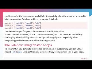 Using for loops to Create Dynamic Column Names from Multiple Lists in Python