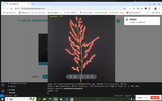 基于 YOLOv8 的稻粒计数，网页WEB端部署