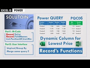 Power Query Solution: Dynamic Column for Lowest Price - Record’s Functions & User Interface (PQC06)