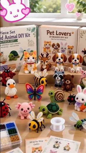 🎁 Perfect Gift Idea! 3D Beaded Animal DIY Kits for Beginners & Craft Lovers