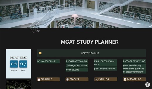 MCAT Study Planner | Notion Template for Pre-meds | Ultimate MCAT Study Schedule & Tracker - Etsy