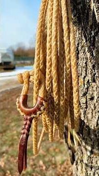 I transform full sheets of rawhide into stunning braided art! 🎨✨ #leathercraft #leatherwork