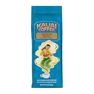 Kauai Coffee Ground Coffee – Smooth, Rich, Medium Roast – Light Floral Notes, Bright Aroma – Arabica Coffee, 10% Hawaiian with No Bitterness – Koloa Estate, 1 Pack of 10oz