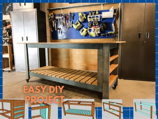Workbench Plans | Storage Shelving | How to Build | Mobile Storage - Etsy