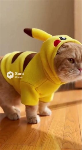 The chubby orange cat puts on a Pikachu-style jacket… and suddenly starts generating electricity! ⚡😂