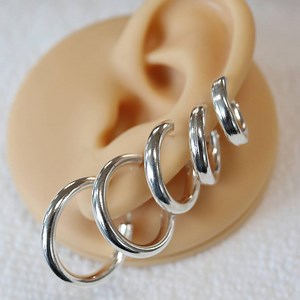 925 Sterling Silver 3 Mm Thick Hoop Earrings, Silver Hoop Earrings, Plain Hoop Earrings, Simple Hoop Earrings, Chucky Hoop Earring, Big Hoop - Etsy