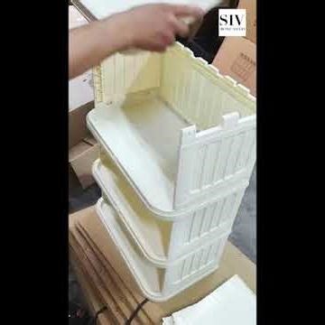 SIV Foldable Plastic Storage Cabinet With Sliding Doors Storage Box Organizer For Clothes Toys