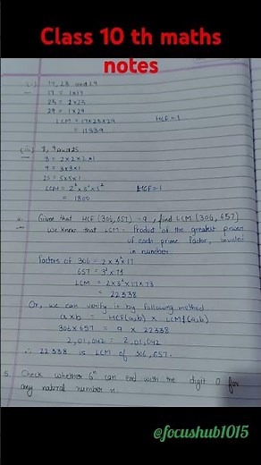 Class 10 Maths Chapter 1.1 | Real Numbers | NCERT Short Notes#education#10Maths notes#yt #viral#math