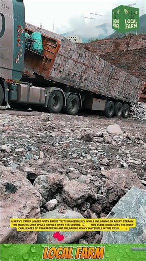 🚛🧱 Truck Tilting While Unloading Bricks 🧱🚛** #innovation #workerwisdom #construction