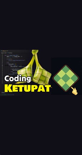 Cara membuat ketupat ramadan dengan menggunakan bahasa pemrograman python. Kita akan menggunakan text karakter untuk menggambar ketupat tersebut dan print-kan di terminal. Ketupat tersebut akan menggunakan text garis miring / dan \\ garis miring terbalik untuk membuat kotak ketupat. #coding #belajarcoding #ramadan