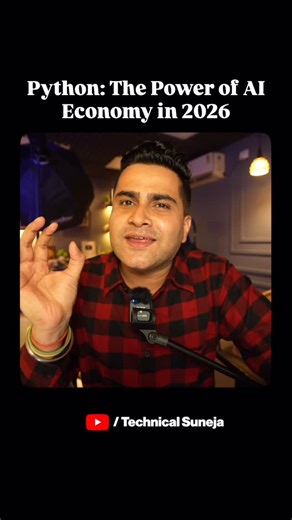 Ajay Suneja on Instagram: "Python: The Power of AI Economy in 2026. Comment ‘Python’ for full video Link Save & Share for Later Use ✅ Follow @sunejaajay for more and for the video link check my broadcast channel ✨ #software #engineering #frontend income sdet"