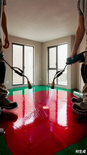 Green & Red Epoxy Floor Transformation | Bold Living Room Makeover🔥🏡#epoxyfloor #shortviral