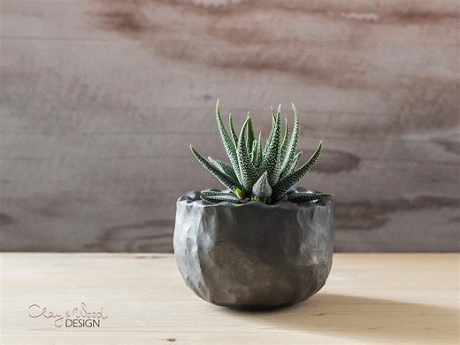 Handmade Black Ceramic Succulent Planter, Snack Bowl. Minimalistic Pot. - Etsy