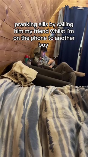 He got so mad😂🥲#ellisandmads #cabin #xyzabc #prankwars #funnycouple | calling my bf my friend