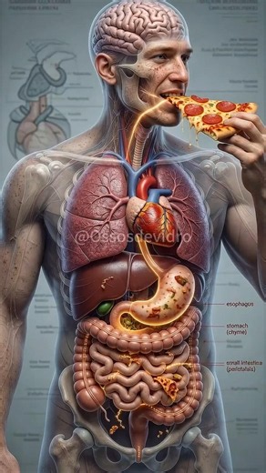 O que a Pizza faz no seu Estômago 🍕 #corpohumano #biologia #eyeopening #shorts