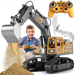 Remote Control Excavator for Kids,2.4GHz 14 Channel RC Digger with Lights & Sound,680° Rotating Sand Digging Construction Vehicle Toy,for Age 3 Boys Girls